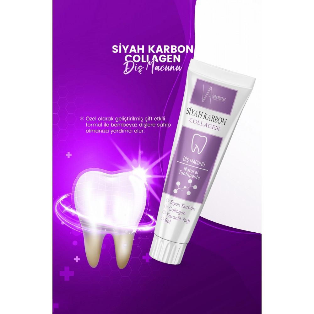 VA COSMETIC SİYAH KARBON DİŞ MACUNU 100ML